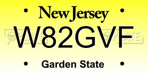 W82GVF New Jersey License Plate