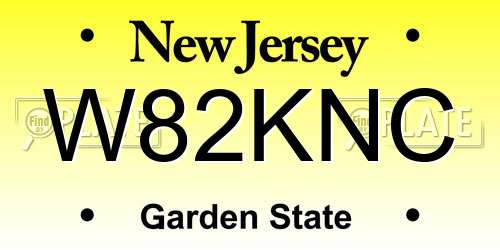 W82KNC New Jersey License Plate