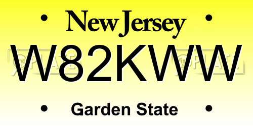 W82KWW New Jersey License Plate