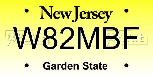 W82MBF New Jersey License Plate