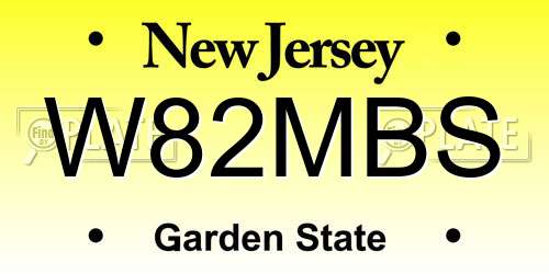 W82MBS New Jersey License Plate