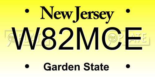 W82MCE New Jersey License Plate