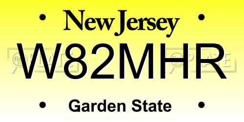 W82MHR New Jersey License Plate