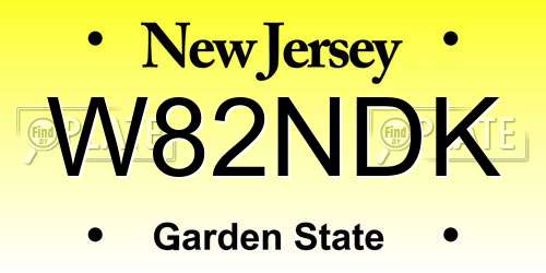 W82NDK New Jersey License Plate