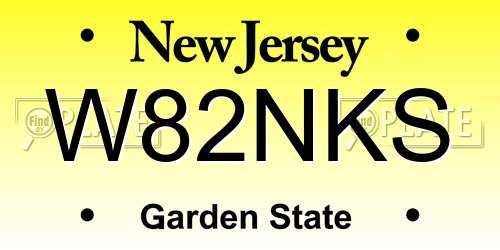 W82NKS New Jersey License Plate