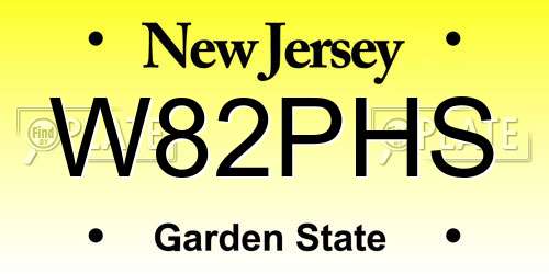 W82PHS New Jersey License Plate