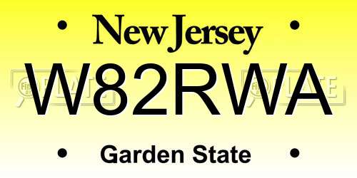 W82RWA New Jersey License Plate