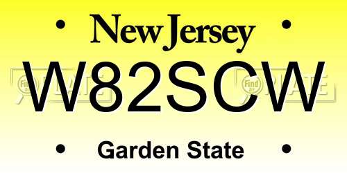 W82SCW New Jersey License Plate