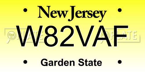 W82VAF New Jersey License Plate