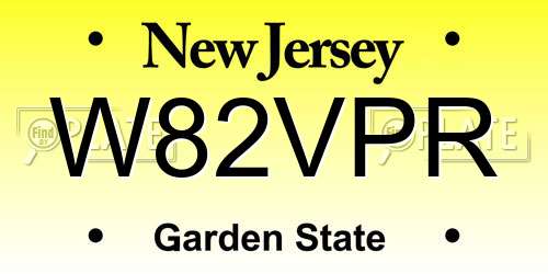 W82VPR New Jersey License Plate