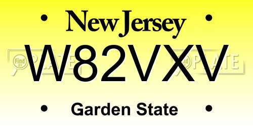 W82VXV New Jersey License Plate
