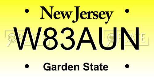 W83AUN New Jersey License Plate