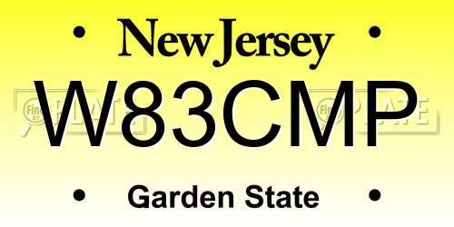 W83CMP New Jersey License Plate