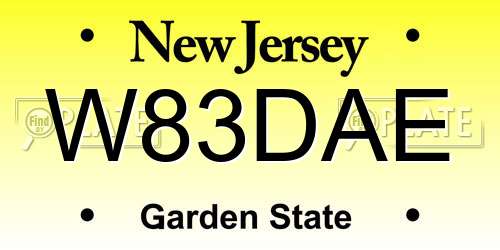 W83DAE New Jersey License Plate
