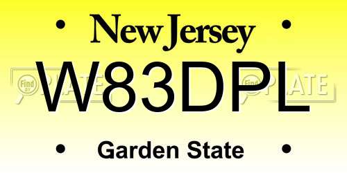 W83DPL New Jersey License Plate