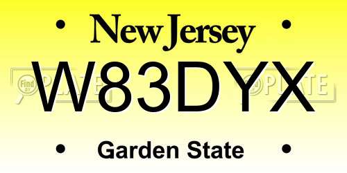 W83DYX New Jersey License Plate