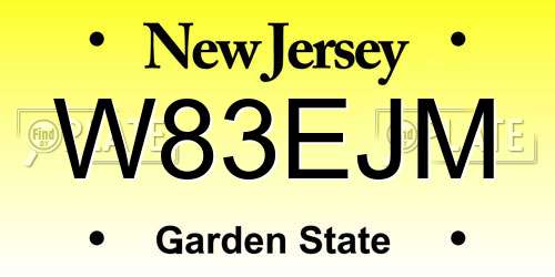 W83EJM New Jersey License Plate