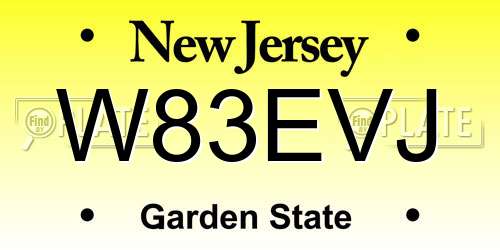 W83EVJ New Jersey License Plate