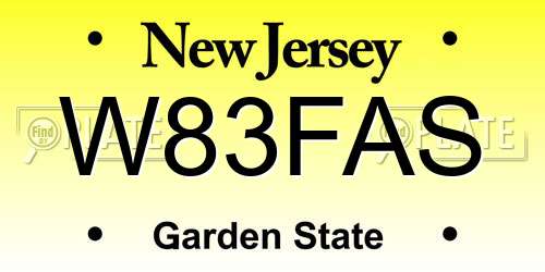 W83FAS New Jersey License Plate