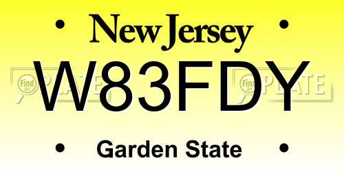 W83FDY New Jersey License Plate