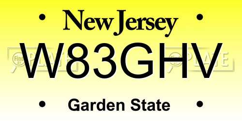 W83GHV New Jersey License Plate