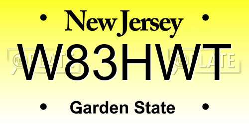 W83HWT New Jersey License Plate