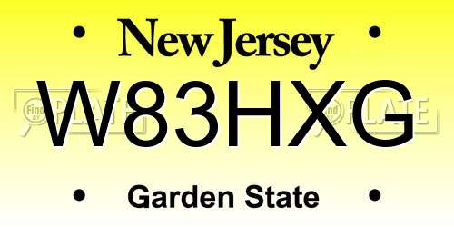 W83HXG New Jersey License Plate