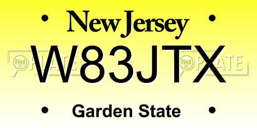 W83JTX New Jersey License Plate