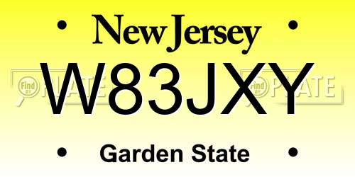 W83JXY New Jersey License Plate