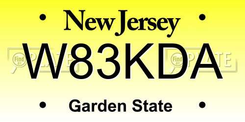 W83KDA New Jersey License Plate