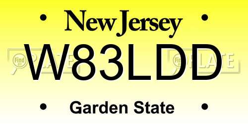 W83LDD New Jersey License Plate