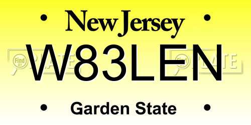 W83LEN New Jersey License Plate