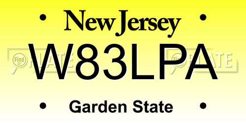 W83LPA New Jersey License Plate