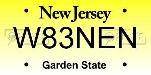 W83NEN New Jersey License Plate