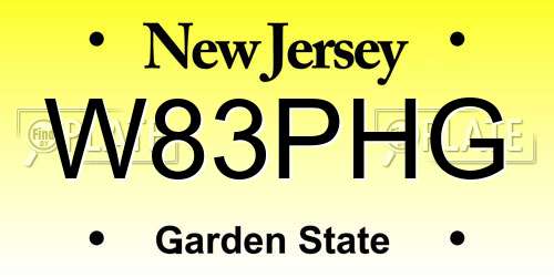 W83PHG New Jersey License Plate