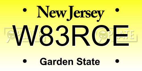 W83RCE New Jersey License Plate