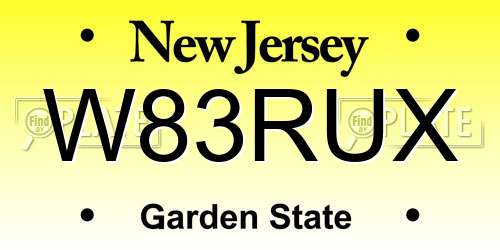 W83RUX New Jersey License Plate
