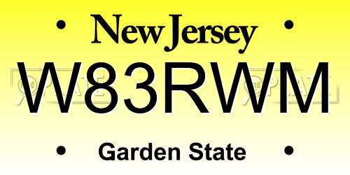 W83RWM New Jersey License Plate