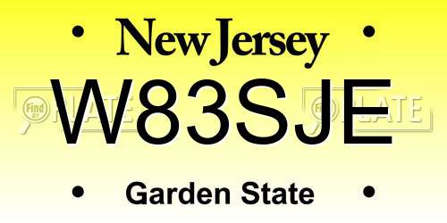 W83SJE New Jersey License Plate