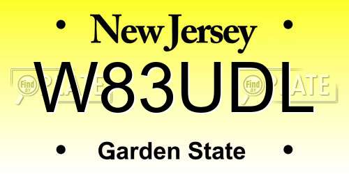 W83UDL New Jersey License Plate