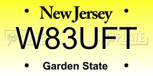 W83UFT New Jersey License Plate