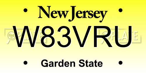 W83VRU New Jersey License Plate