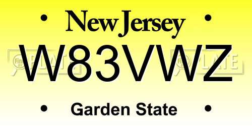 W83VWZ New Jersey License Plate