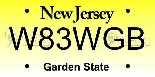 W83WGB New Jersey License Plate
