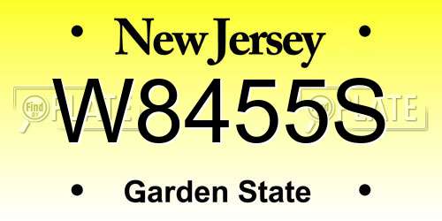 W8455S New Jersey License Plate