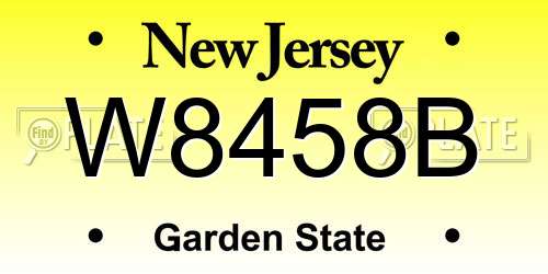 W8458B New Jersey License Plate