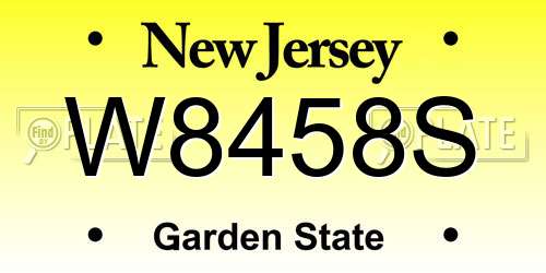 W8458S New Jersey License Plate