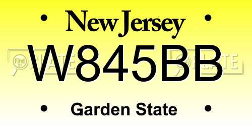 W845BB New Jersey License Plate