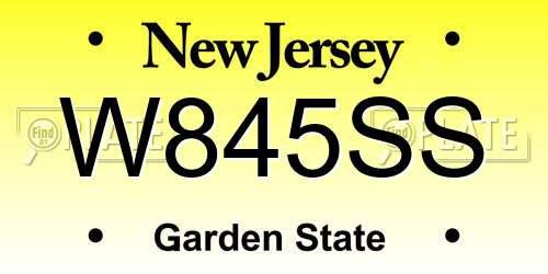 W845SS New Jersey License Plate
