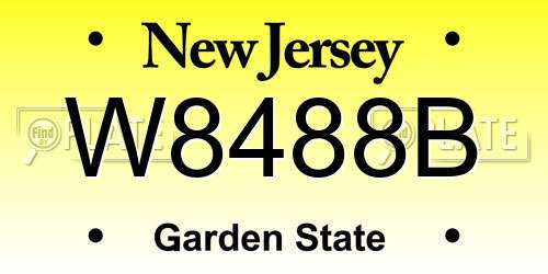 W8488B New Jersey License Plate